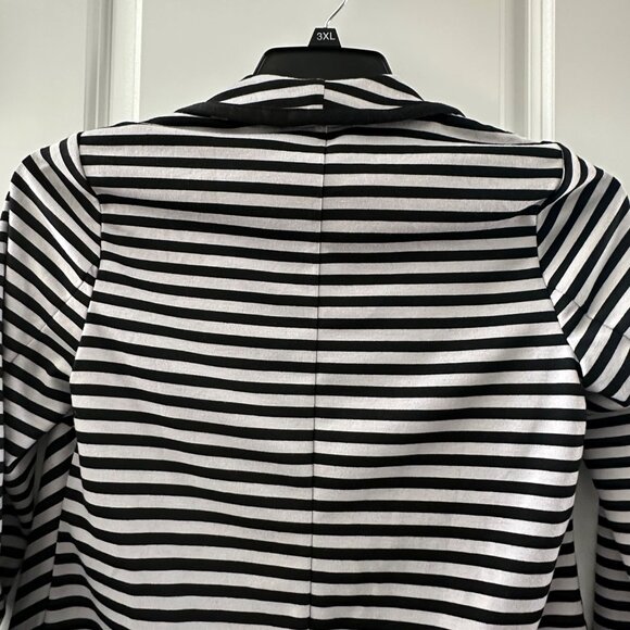 Striped Black & Gray Open Front Cardigan Blazer S Ny Collection - Picture 5 of 9